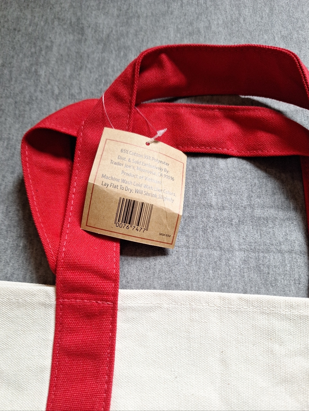Trader Joe's Red & White Canvas Mini Tote - Picture 5 of 6